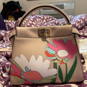 Fendi Mini Peekaboo Shoulder Bag, Calfskin Leather NWT